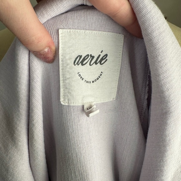 Aerie Wonder Full Zip Textured Light Lavender Hoodie - Picture 3 of 5